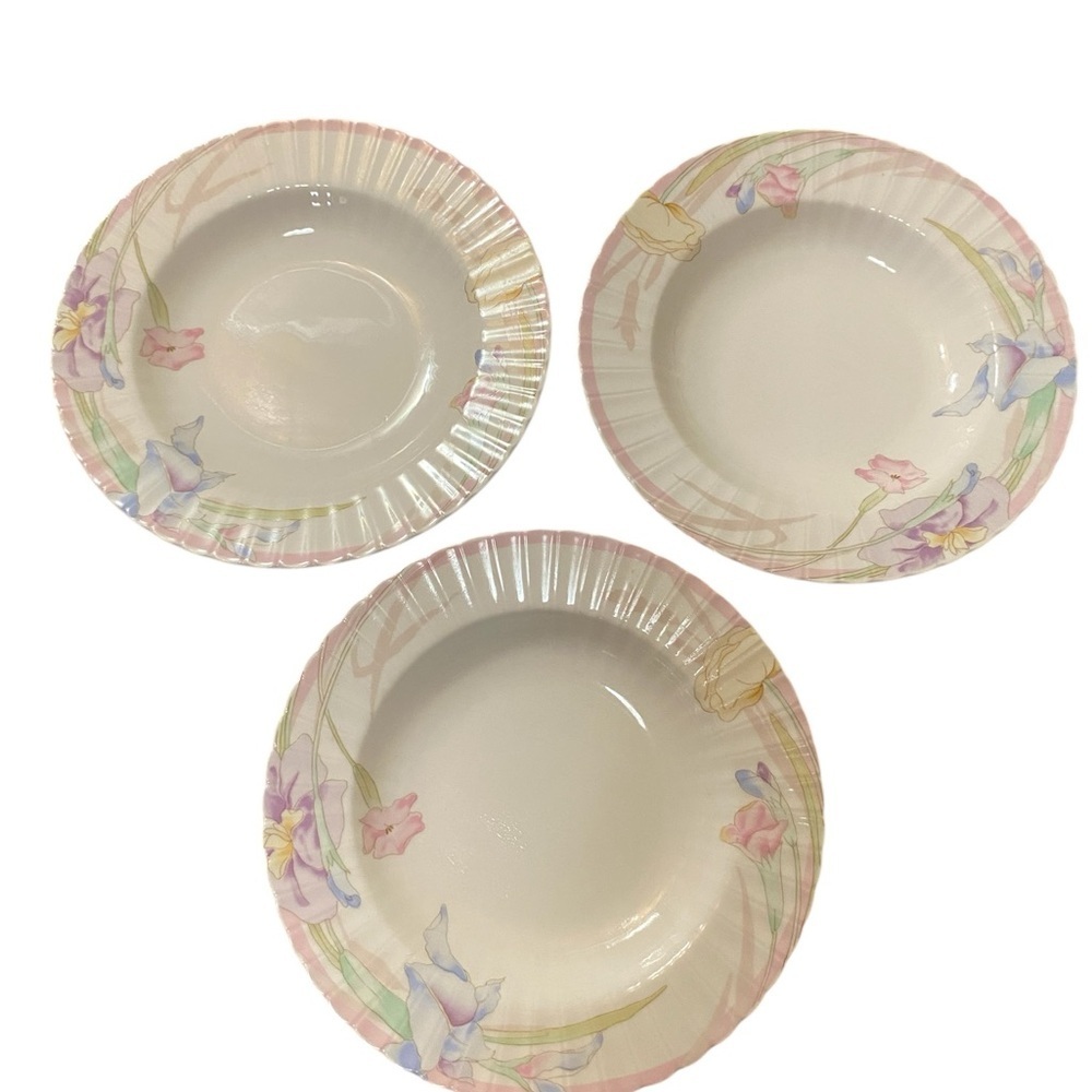 MIKASA PINK MELODY BONE CHINA FLORAL PATTERNED PLATES 9.5" SET OF 3
